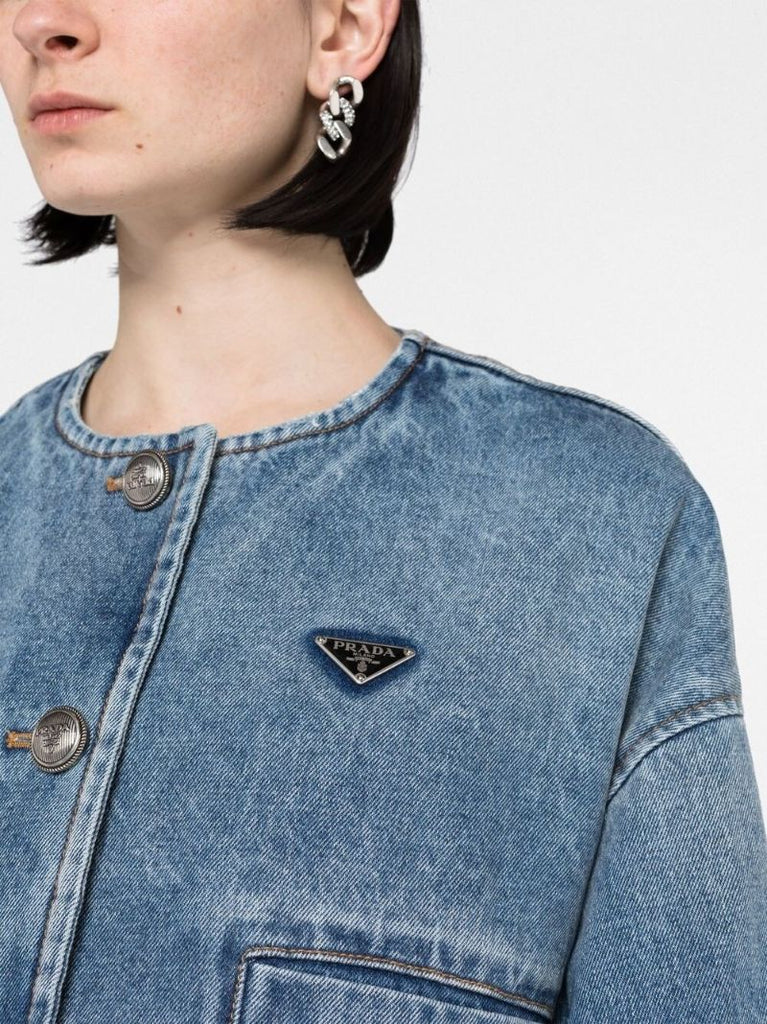 Blue Cropped Denim Jacket