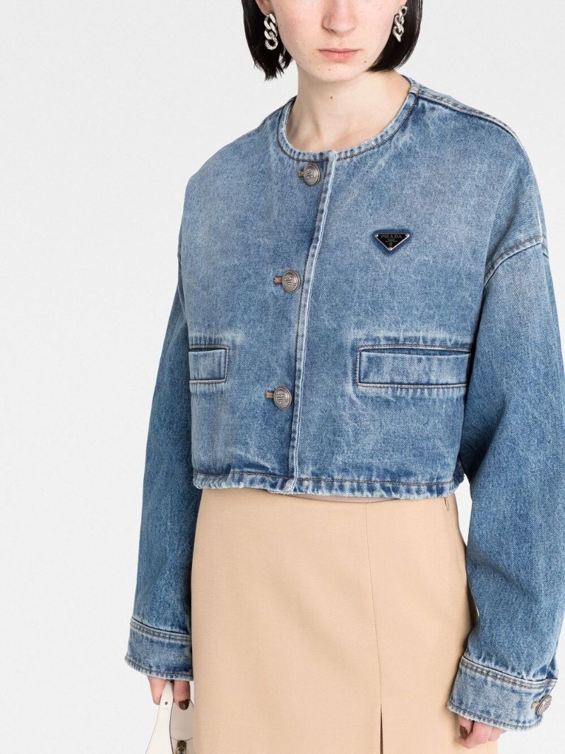 Blue Cropped Denim Jacket