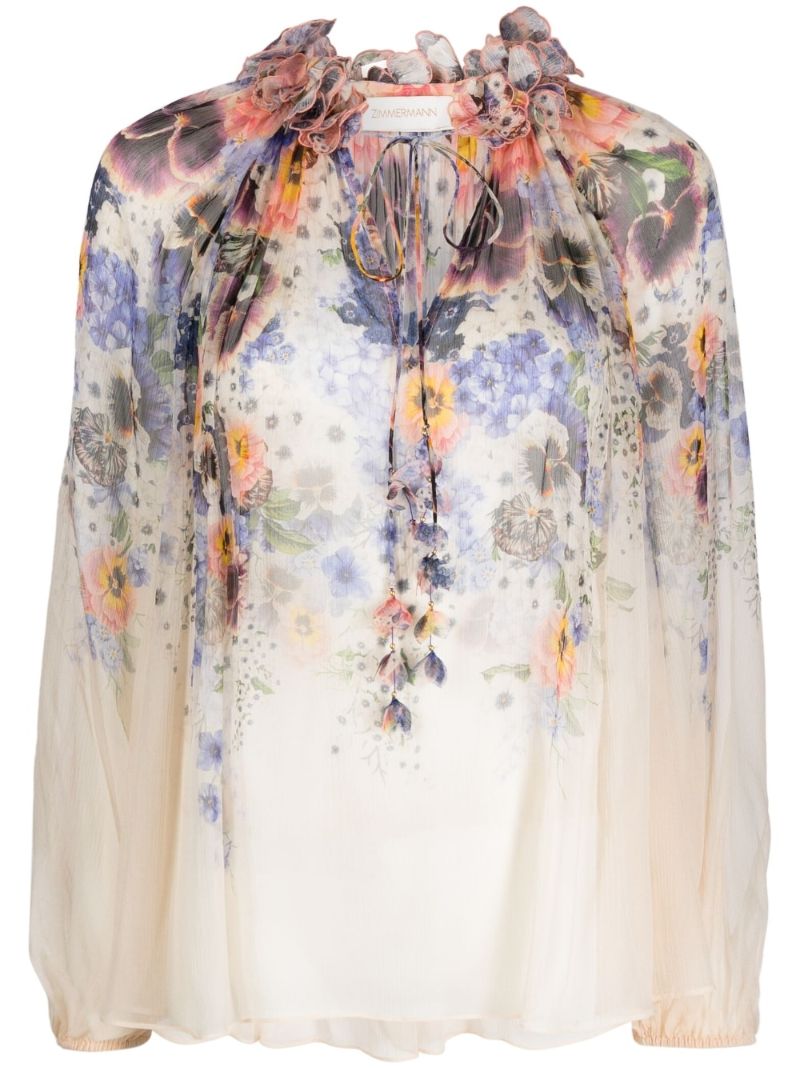 White Tama Floral Blouse