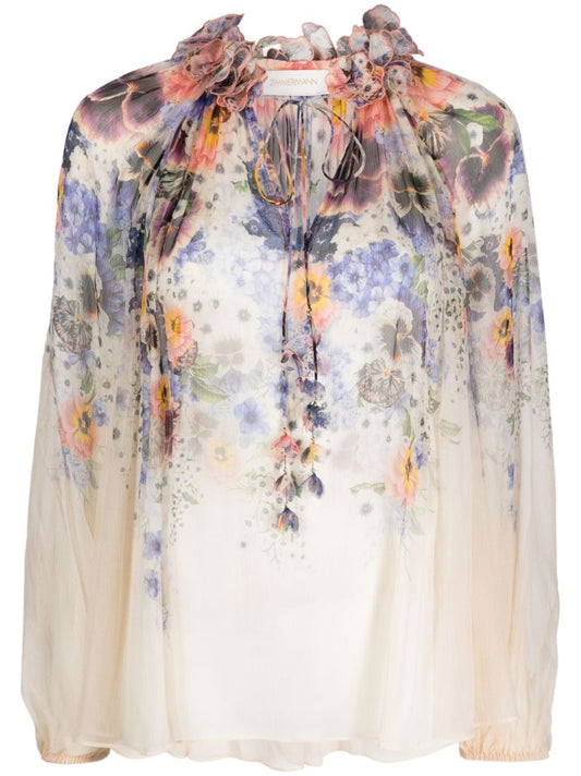 White Tama Floral Blouse