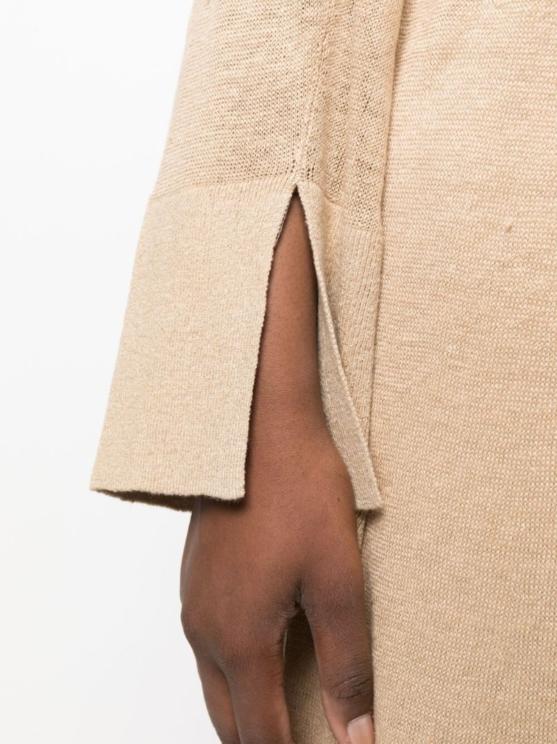 Neutral Linen Maxi Shirt Dress