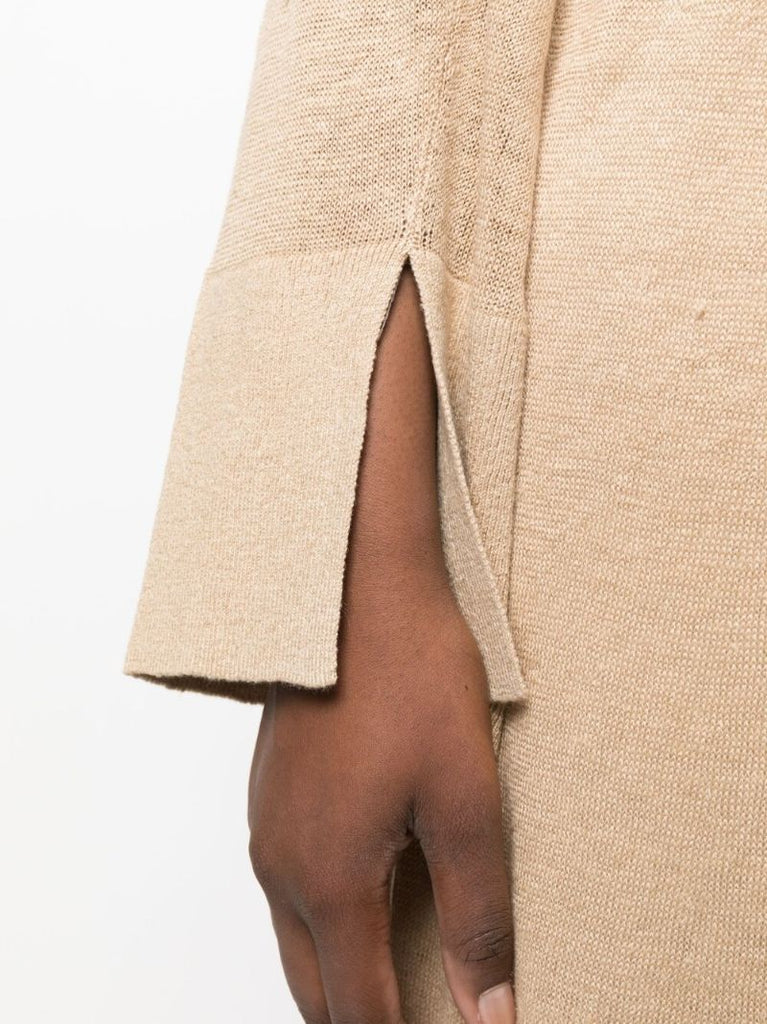 Neutral Linen Maxi Shirt Dress