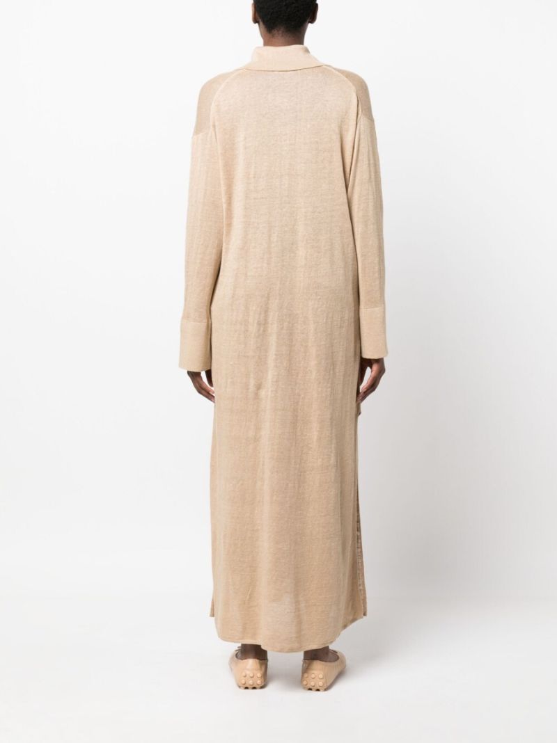 Neutral Linen Maxi Shirt Dress