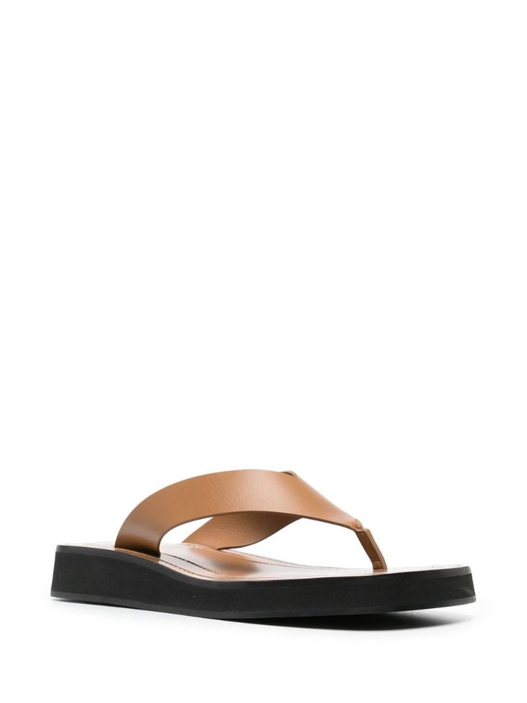 Brown Ginza Leather Platform Sandals