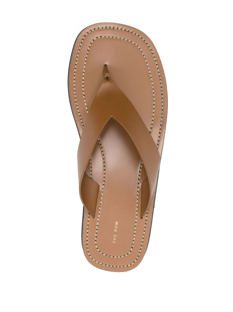 Brown Ginza Leather Platform Sandals