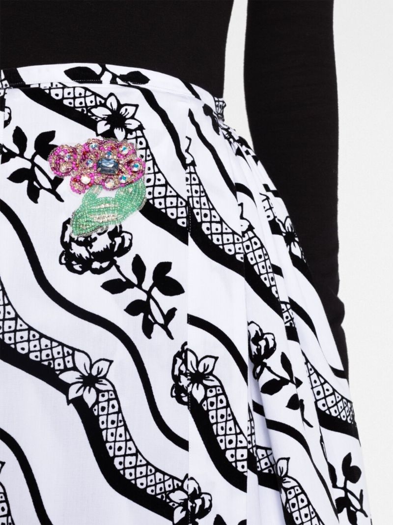 White Graphic Print Midi Dress