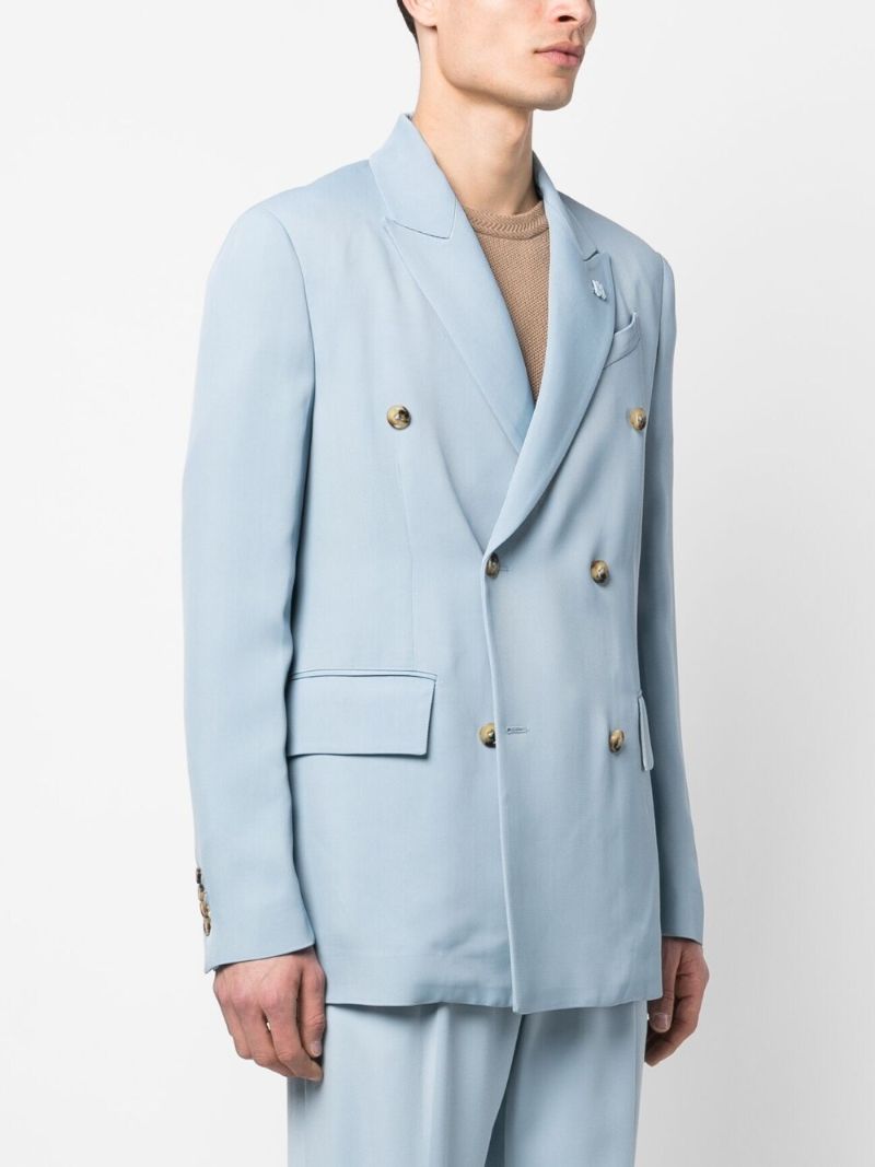 Blue Double-breasted Blazer