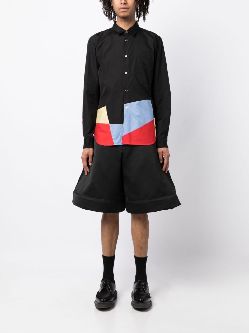 Black Colourblock Cotton Shirt