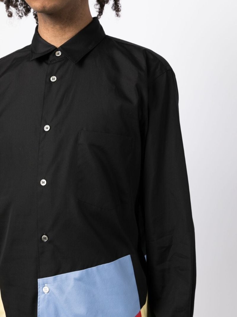 Black Colourblock Cotton Shirt