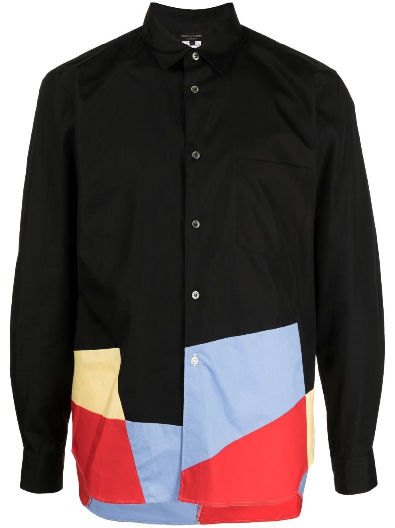 Black Colourblock Cotton Shirt