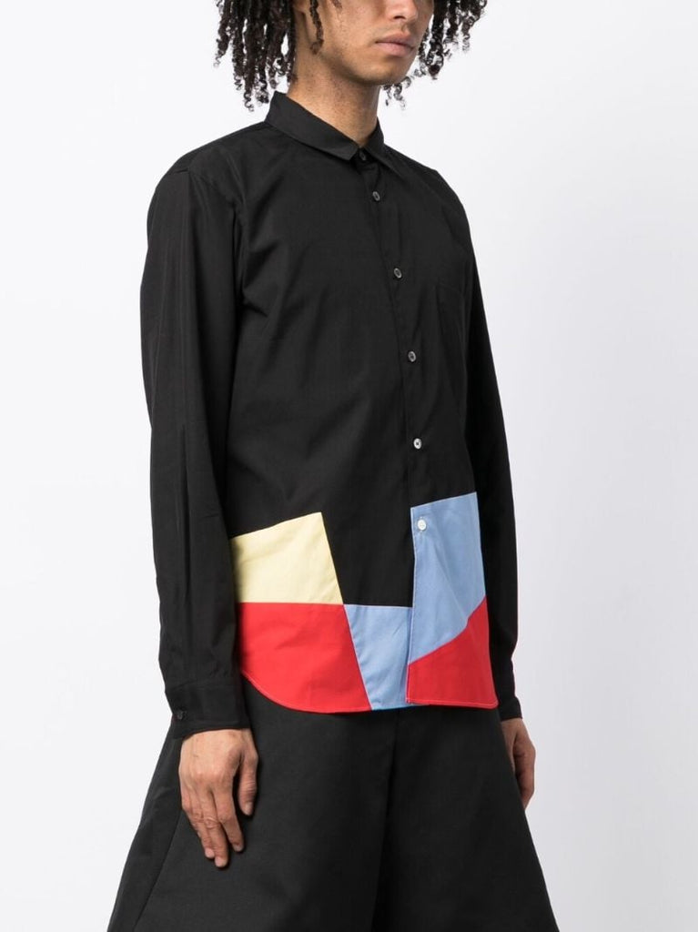 Black Colourblock Cotton Shirt