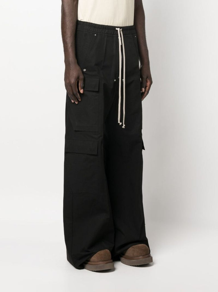 Black Drawstring Wide-leg Trousers