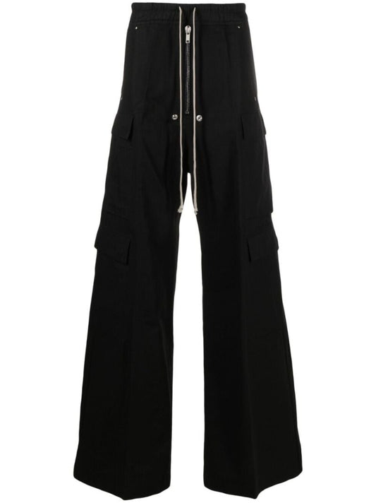 Black Drawstring Wide-leg Trousers