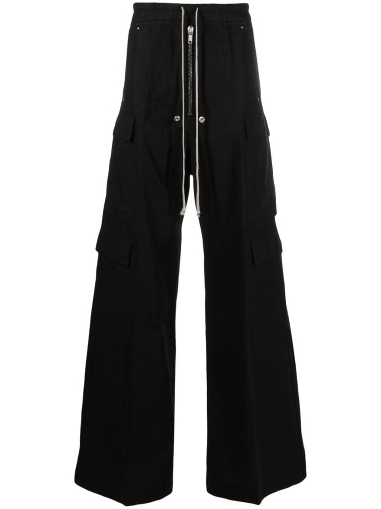Black Drawstring Wide-leg Trousers
