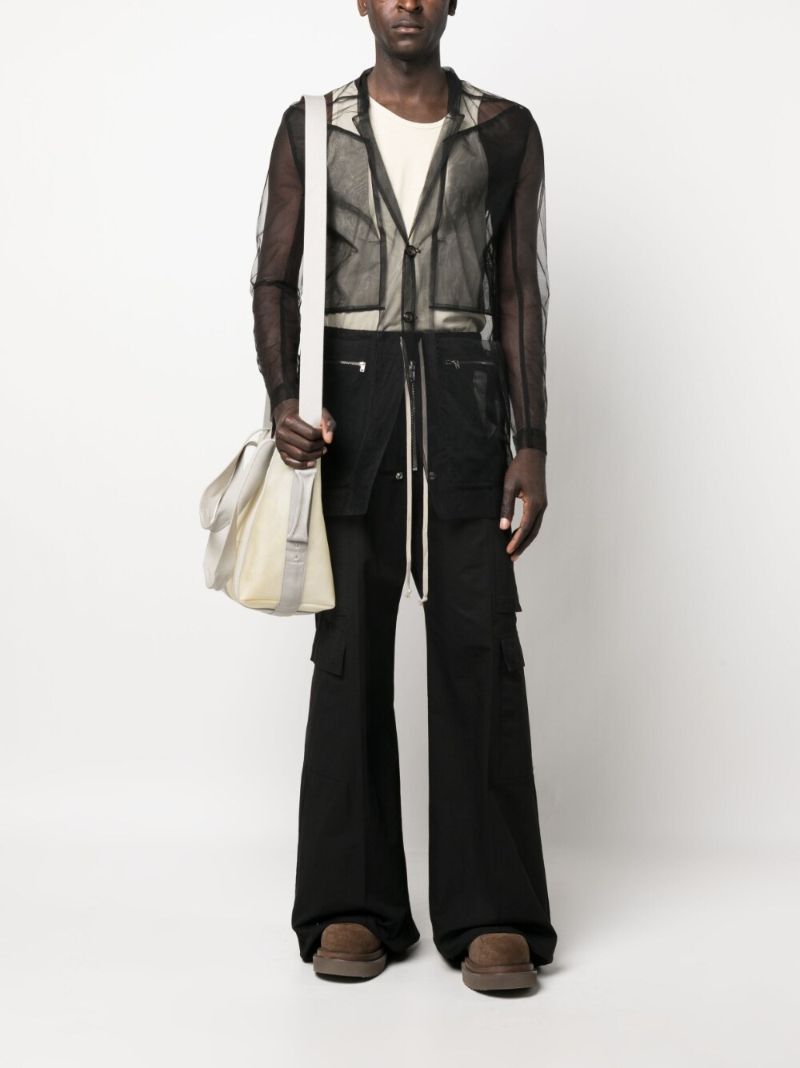 Black Drawstring Wide-leg Trousers