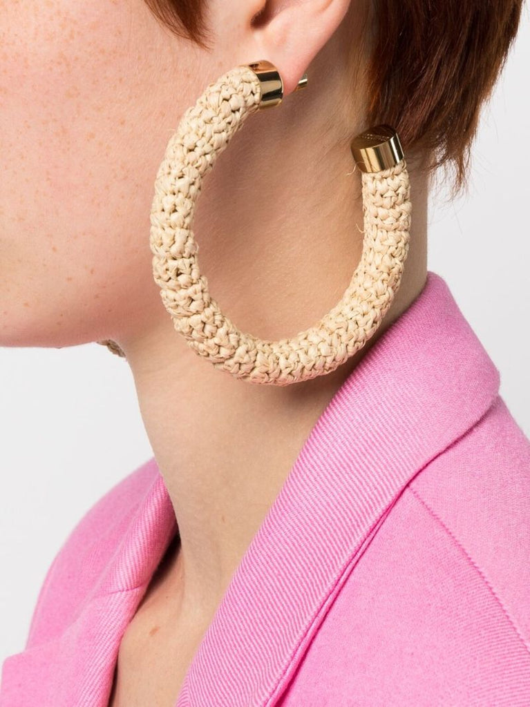 Gold-tone Les CrÃ_x0083_Â©oles Raphia Hoop Earrings