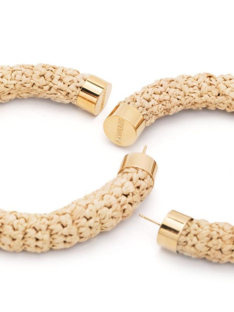 Gold-tone Les CrÃ_x0083_Â©oles Raphia Hoop Earrings