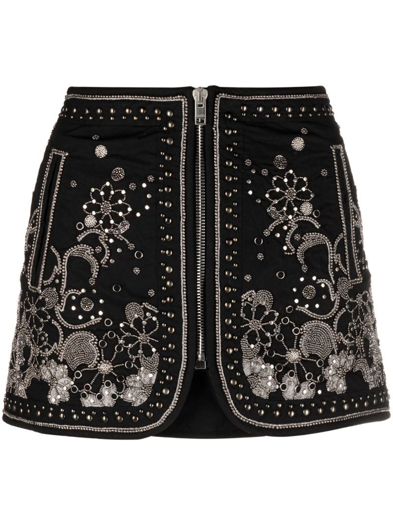 Black Bianca Embellished Mini Skirt
