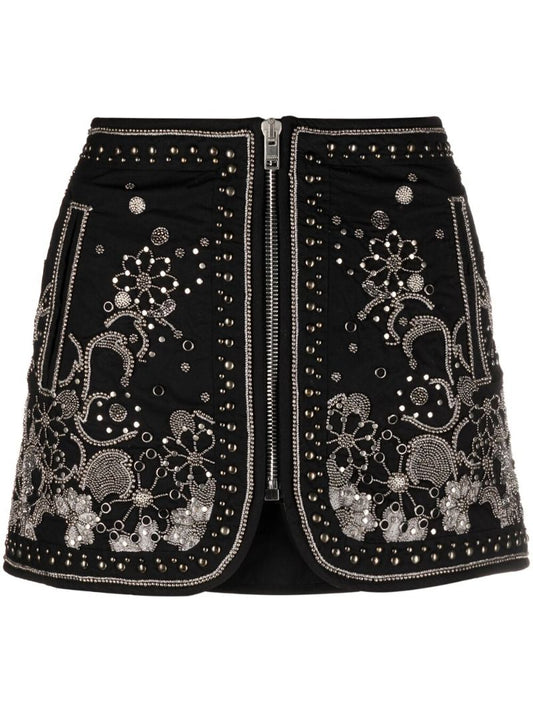 Black Bianca Embellished Mini Skirt