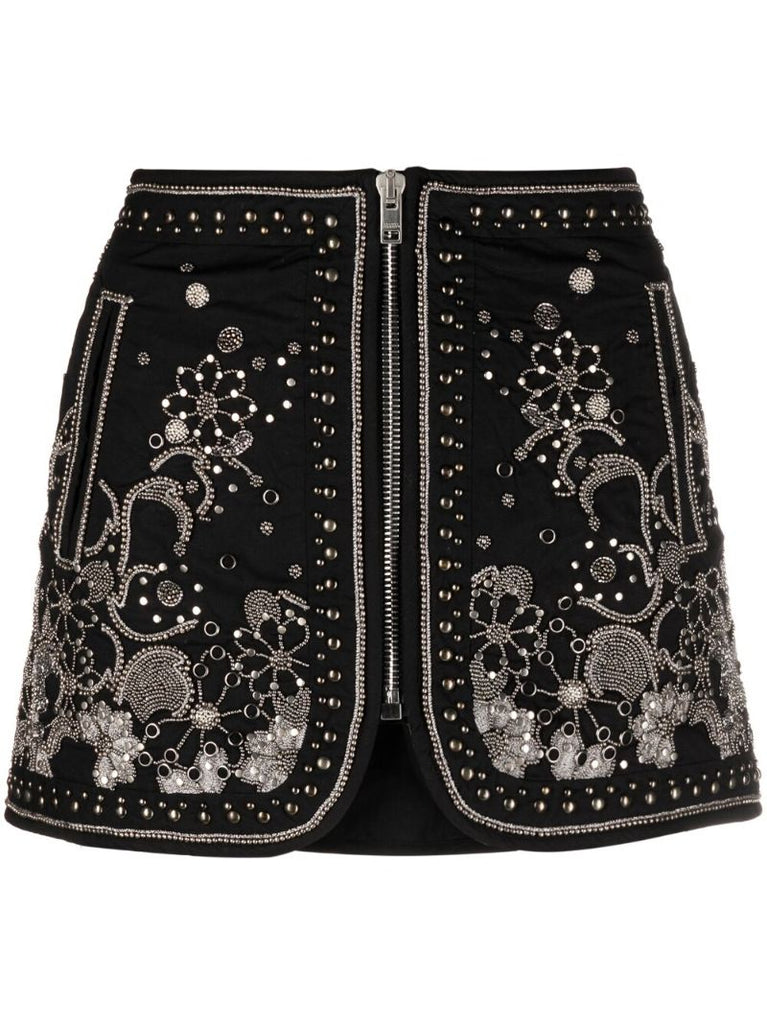 Black Bianca Embellished Mini Skirt
