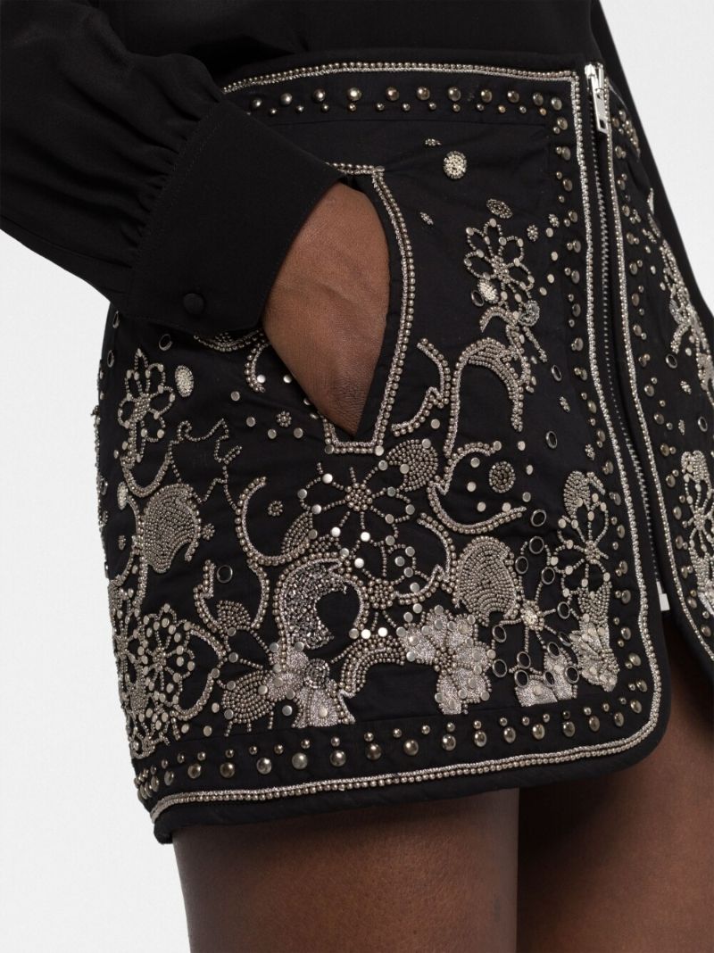 Black Bianca Embellished Mini Skirt