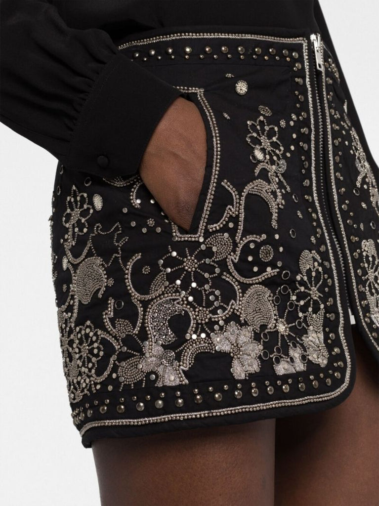 Black Bianca Embellished Mini Skirt