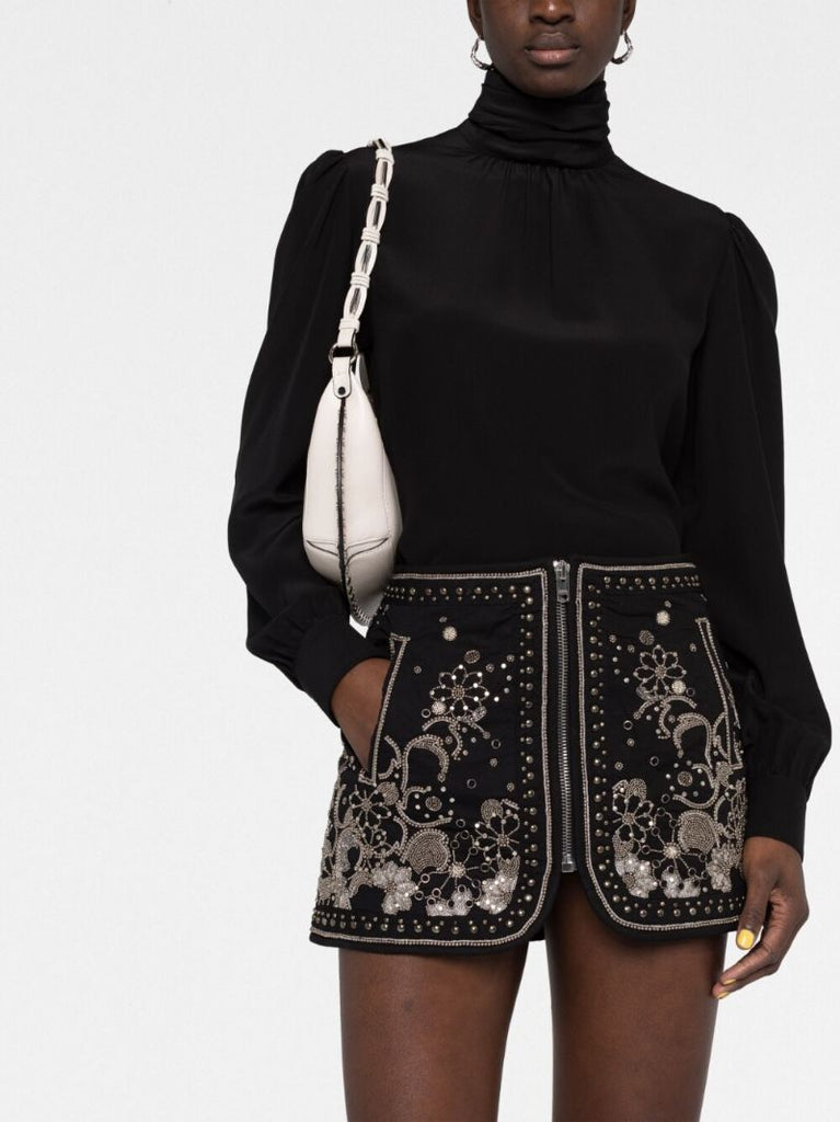 Black Bianca Embellished Mini Skirt