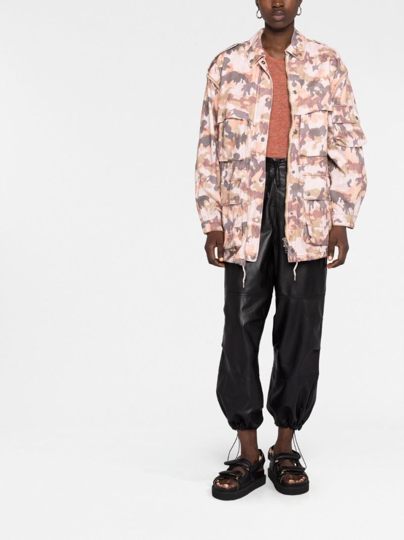 Brown Elize Camouflage Print Puffer Jacket