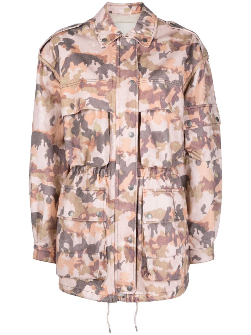 Brown Elize Camouflage Print Puffer Jacket