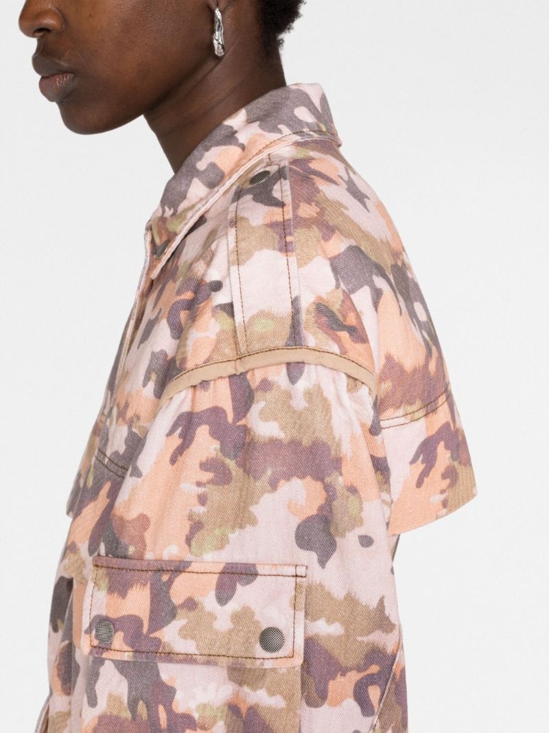 Brown Elize Camouflage Print Puffer Jacket
