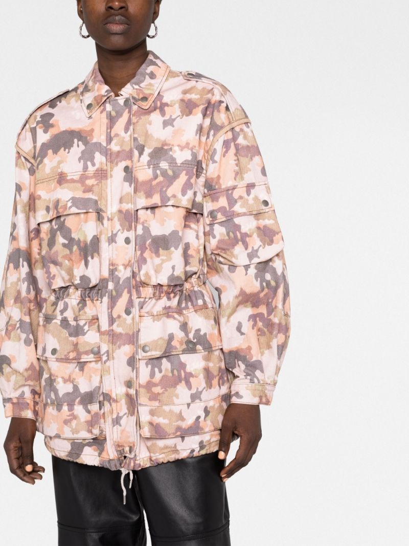 Brown Elize Camouflage Print Puffer Jacket