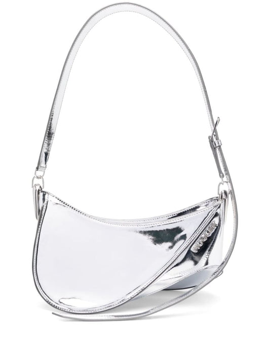 Silver-tone Medium Curve 01 Leather Shoulder Bag