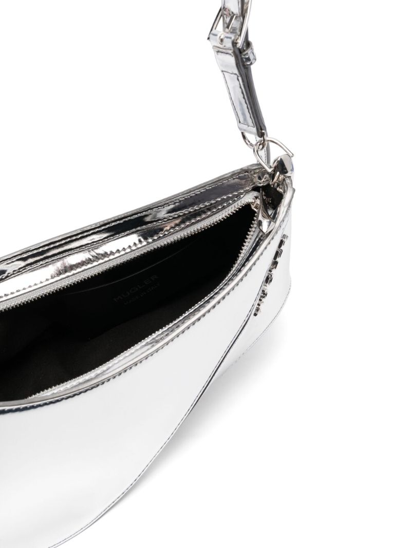 Silver-tone Medium Curve 01 Leather Shoulder Bag