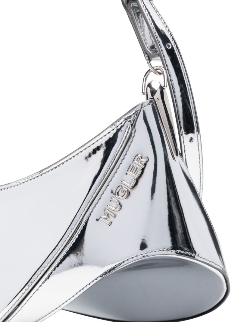 Silver-tone Medium Curve 01 Leather Shoulder Bag