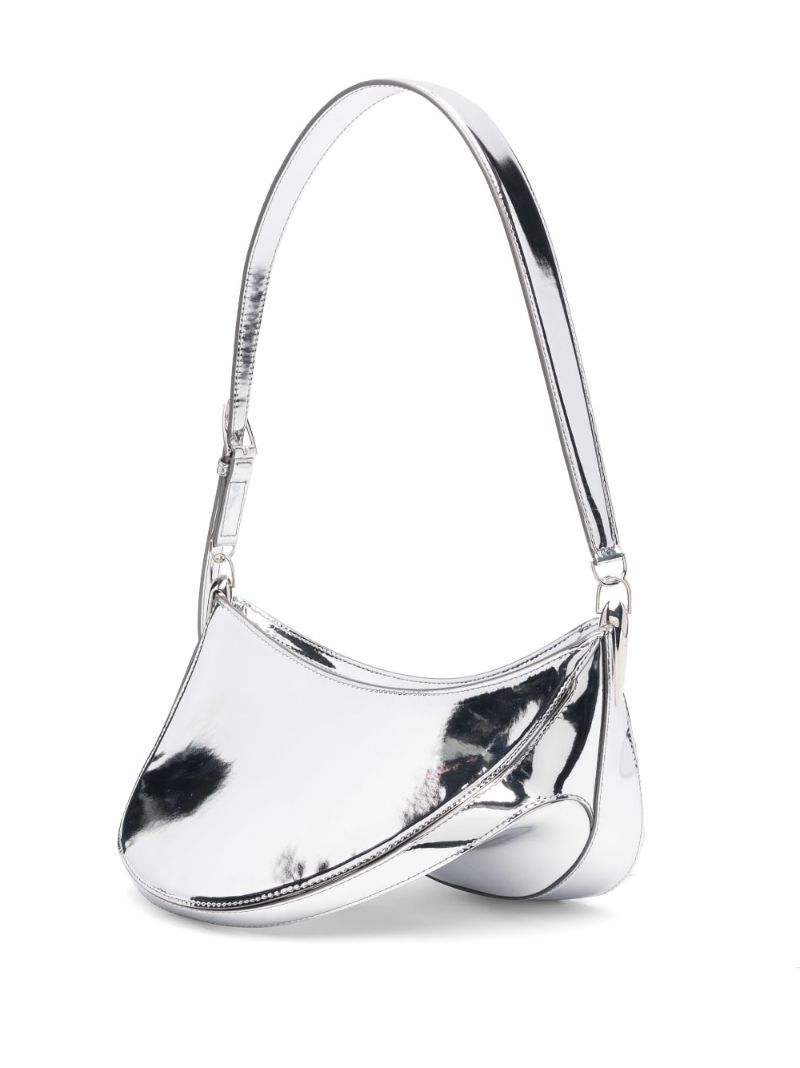 Silver-tone Medium Curve 01 Leather Shoulder Bag