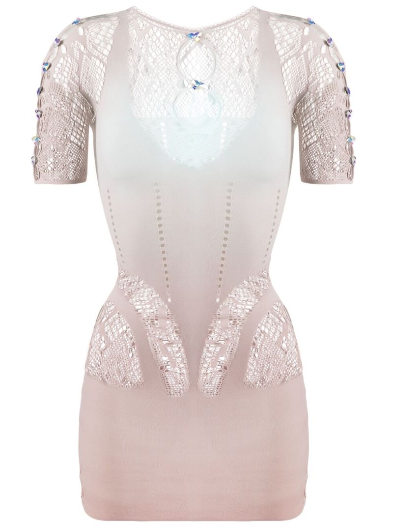 Beige Stella Lace Mini Dress