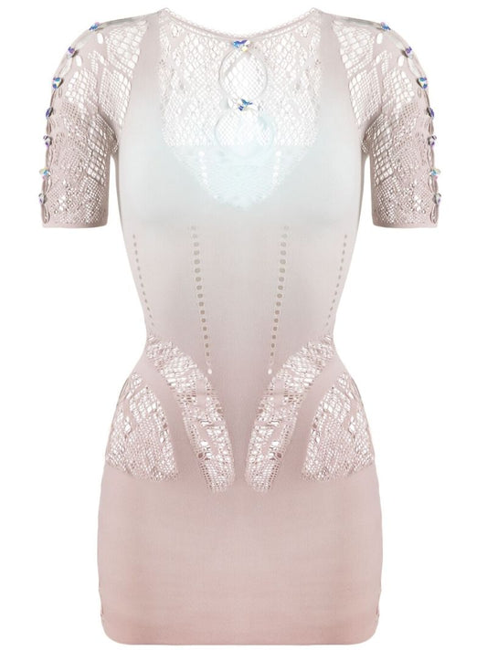 Beige Stella Lace Mini Dress