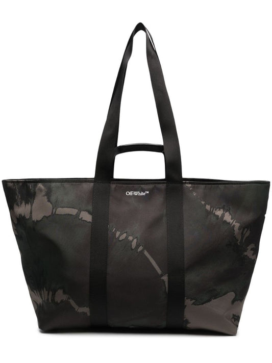 Black Logo Print Tote Bag