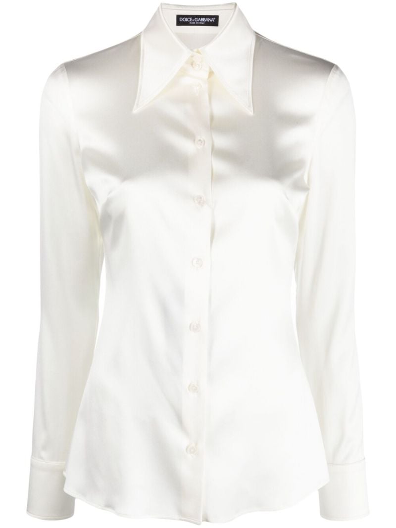 White Long Sleeve Silk Shirt