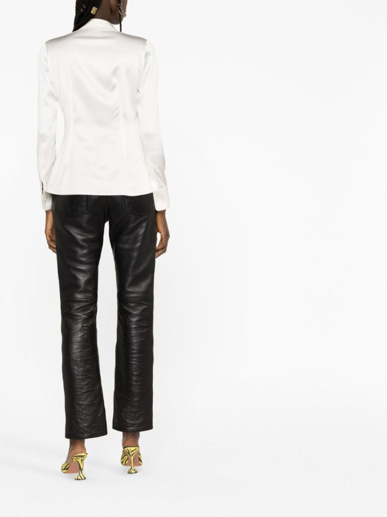 White Long Sleeve Silk Shirt