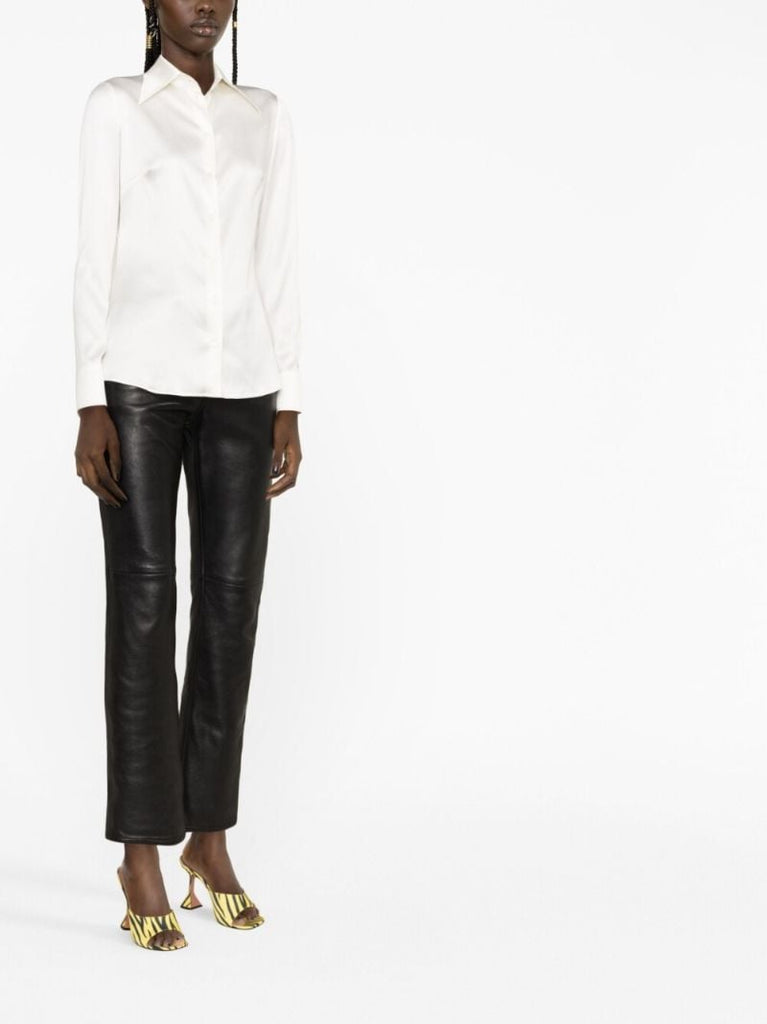 White Long Sleeve Silk Shirt