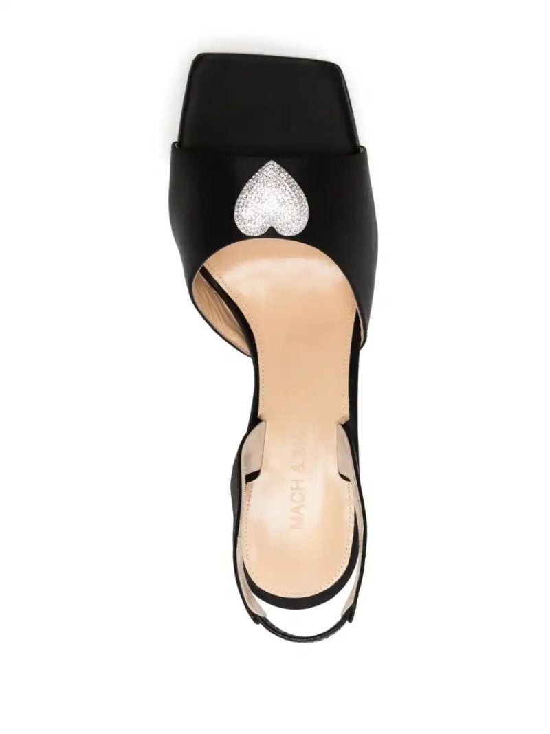 Black Crystal Heart 105 Satin Sandals