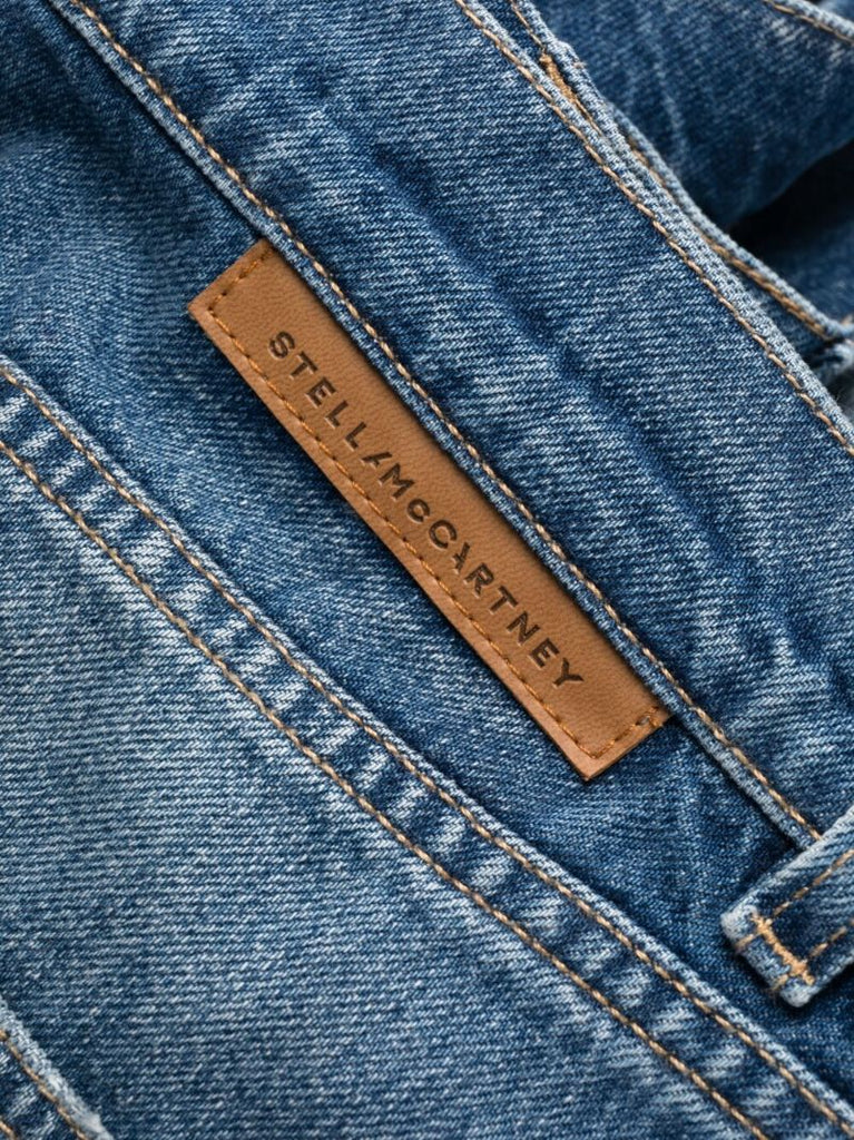 Blue Ripped Straight-leg Jeans