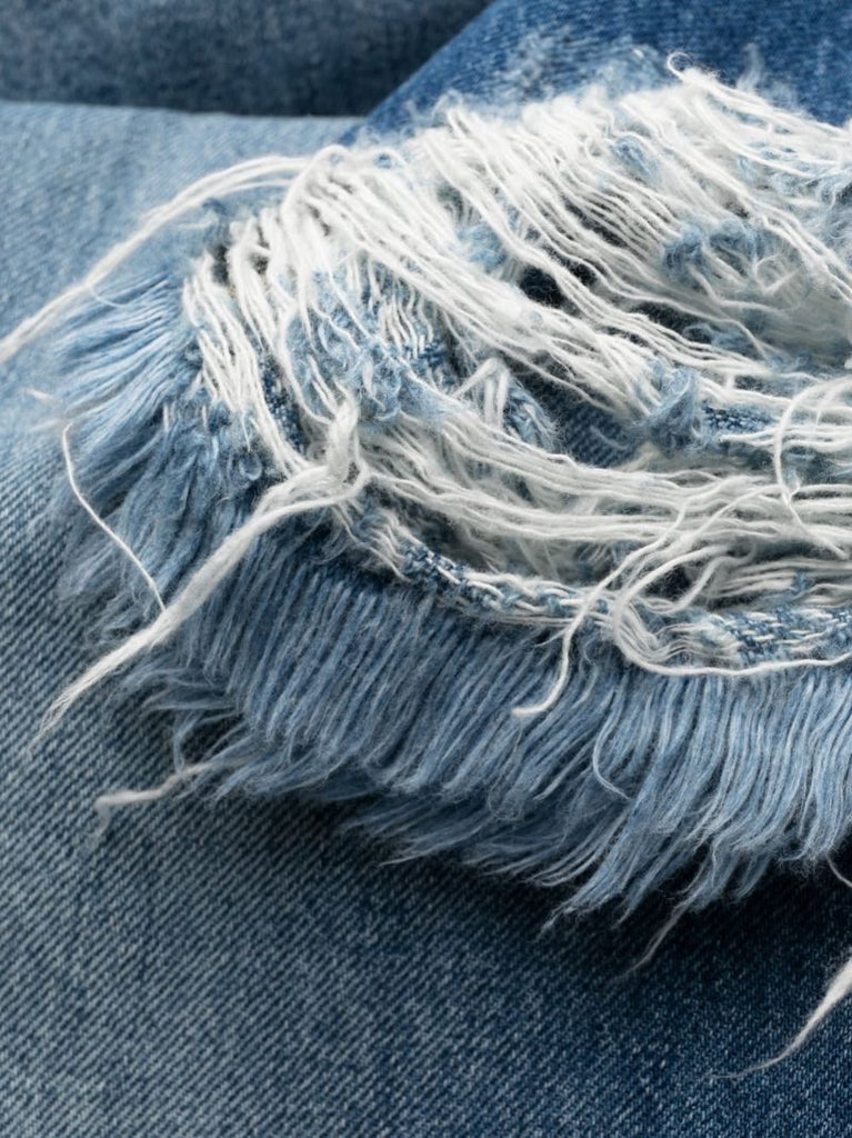 Blue Ripped Straight-leg Jeans
