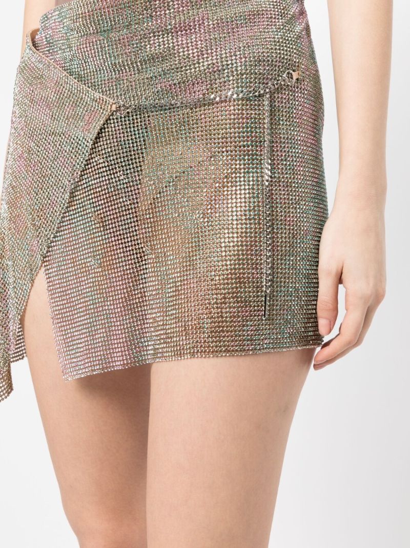 Silver Crystal Asymmetric Wrap Skirt