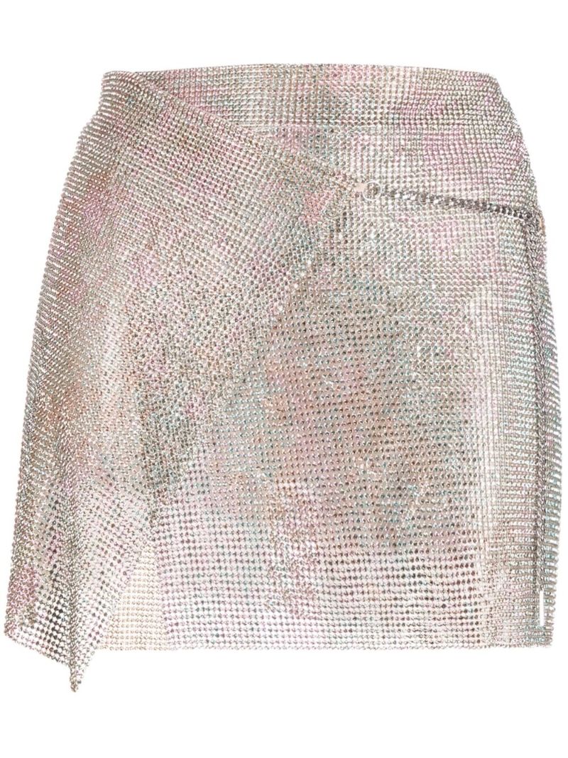 Silver Crystal Asymmetric Wrap Skirt