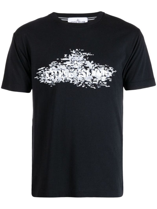 Black Cotton Institutional Two Print T-shirt