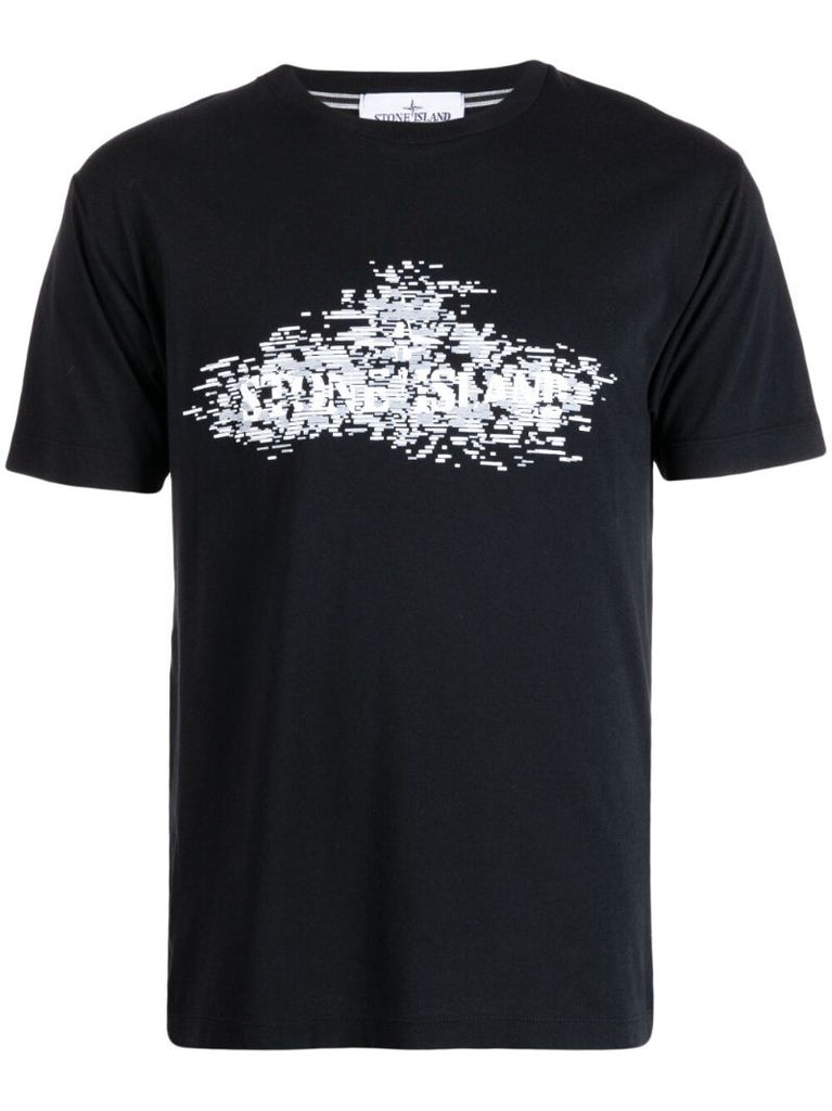 Black Cotton Institutional Two Print T-shirt