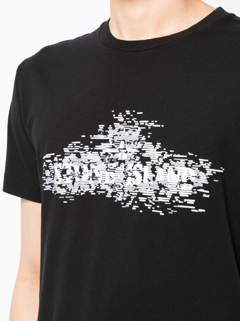 Black Cotton Institutional Two Print T-shirt