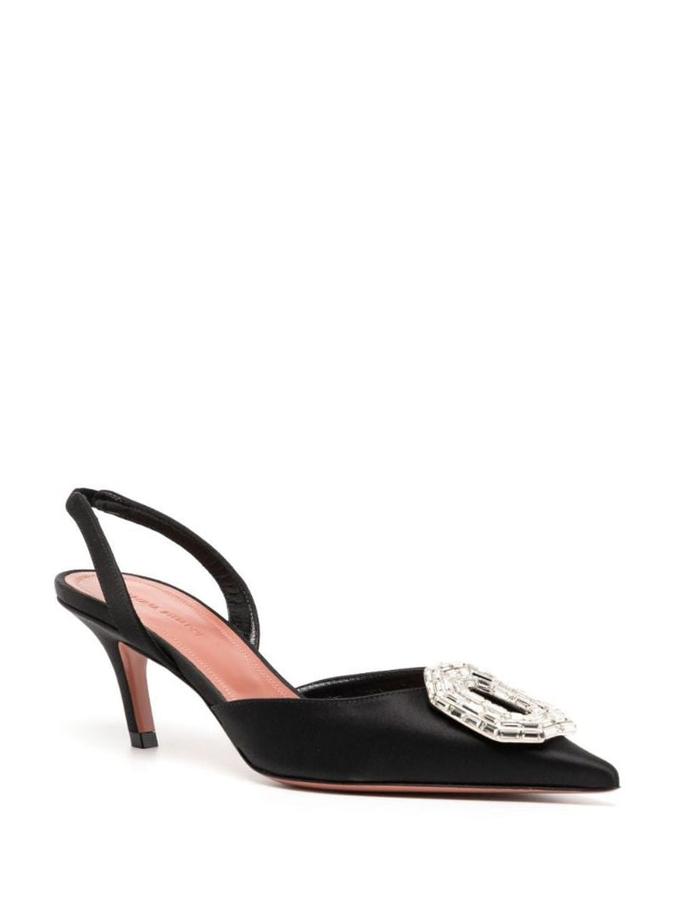 Black Camelia 60 Crystal Slingback Pumps